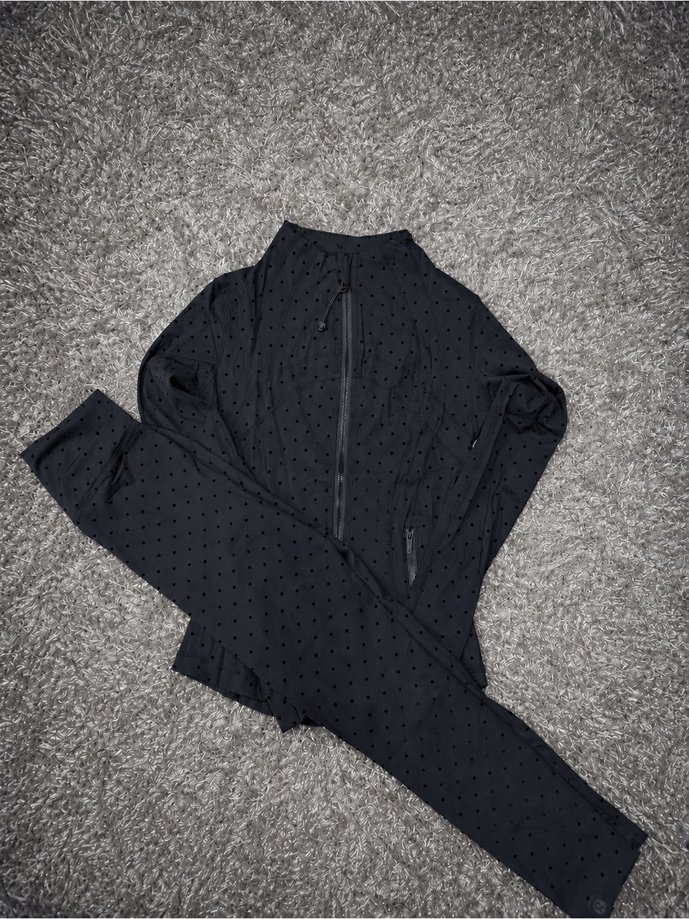 Lululemon Define Black Polka Dot Jacket
& Leggings Set